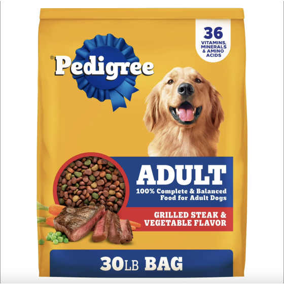 Pedigree Complete Nutrition Adult Dry Dog Food, Grilled Steak & Vegetable Flavor, 30 lb. Bag
